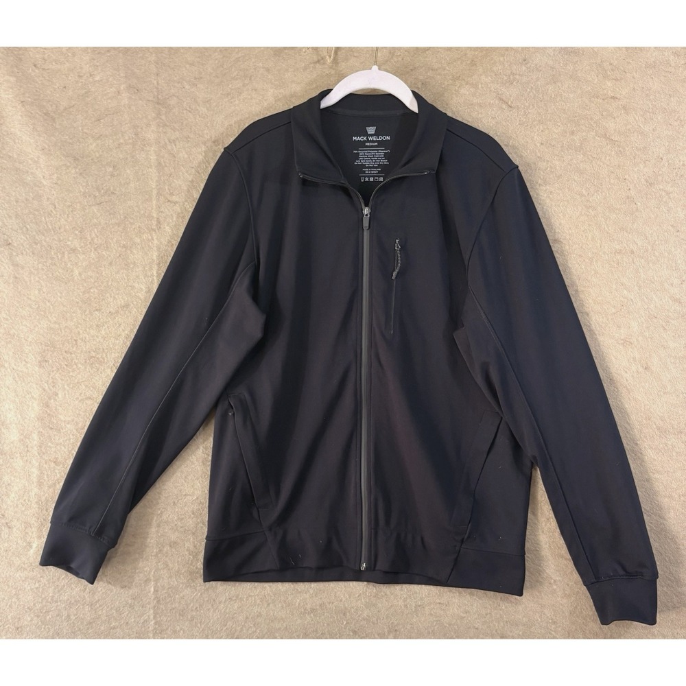 Mack Weldon Atlas Jacket Mens Sz M Black Full Zip Pockets Performance Athleisure